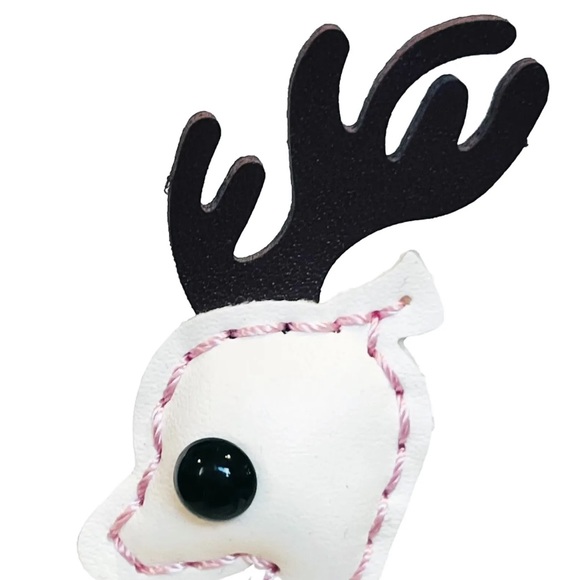 Miniso Cute Deer Bag Charm Heart Glitter Confetti Sequins Pink White Keychain - Picture 3 of 12